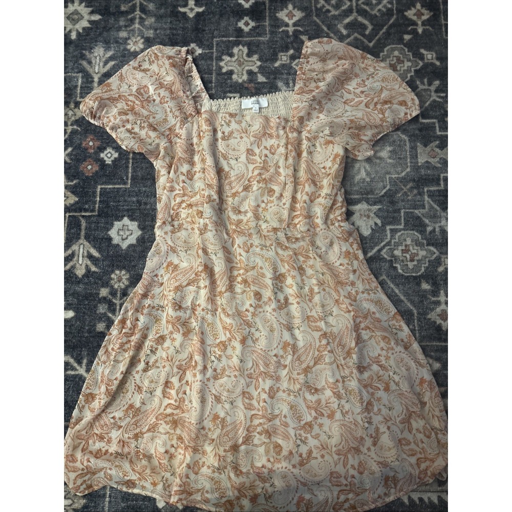 Lucky Brand Dress Size XLFloral Babydoll Smocked Puff Sleeve Cottage Core Boho